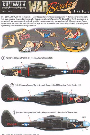 Kits-World KW172015 1:72 Northrop P-61A/B 'Black Widow'