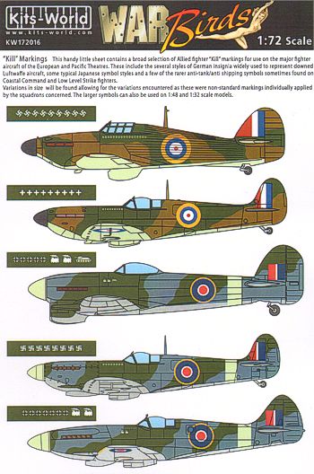 Kits-World KW172016 1:32, 1:48, 1:72 Miscellaneous 'Kill' Markings in Various Scales