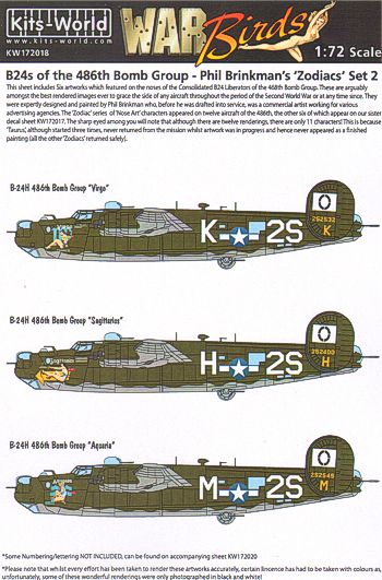 Kits-World KW172018 1:72 Consolidated B-24H Liberator Zodiacs Set 2