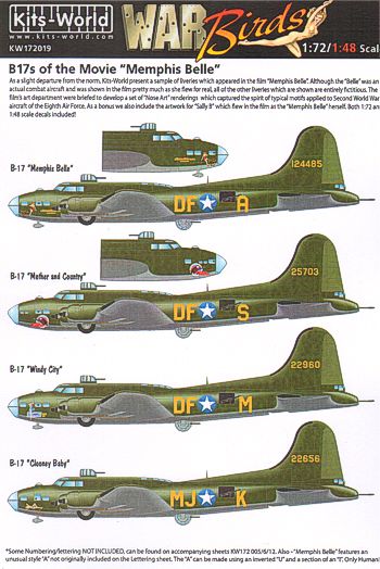 Kits-World KW172019 1:72 Boeing B-17F/G Flying Fortress 'Memphis Belle/Sally B'