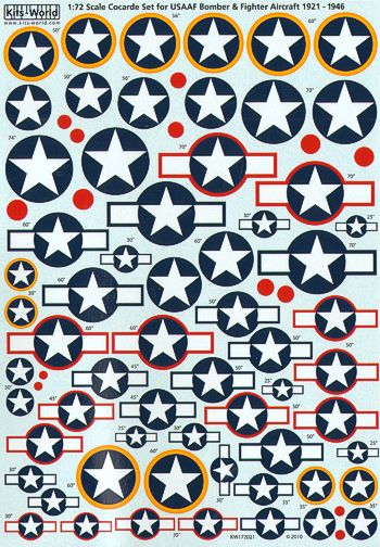 Kits-World KW172021 1:72 USAAF Cocarde Stars & Bars Set