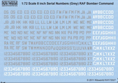 Kits-World KW172027 1:72 8" RAF Serial Numbers Sea Grey/White