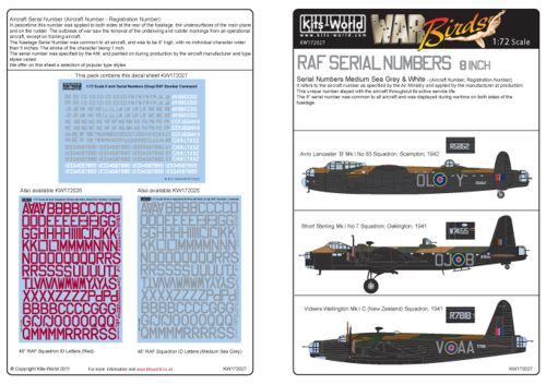 Kits-World KW172027 1:72 8" RAF Serial Numbers Sea Grey/White