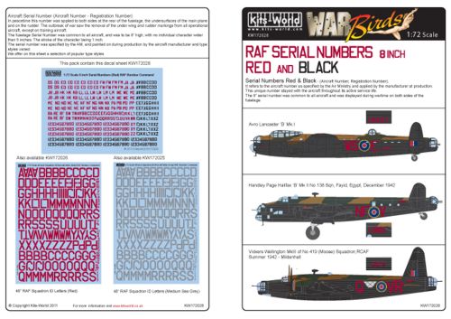 Kits-World KW172028 1:72 8" RAF Serial Numbers Red/Black