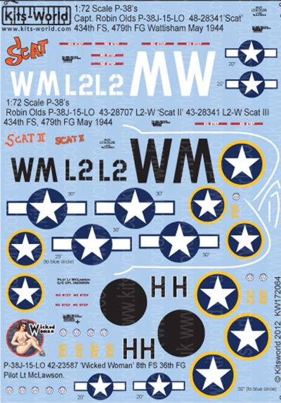 Kits-World KW172064 1:72 Lockheed P-38J Lightning