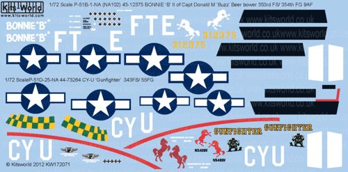 Kits-World KW172071 1:72 North-American P-51B Mustang (NA102)