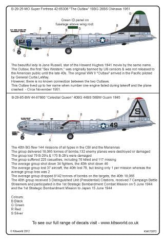 Kits-World KW172072 1:72 Boeing B-29 Super Fortress