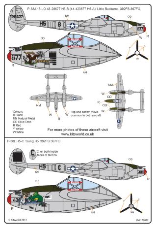 Kits-World KW172082 1:72 Lockheed P-38J Lightning