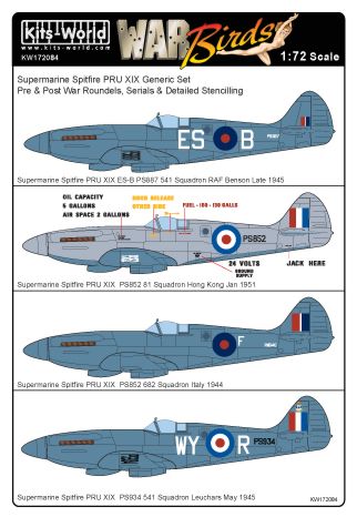 Kits-World KW172084 1:72 Supermarine Spitfire Mk.XIX