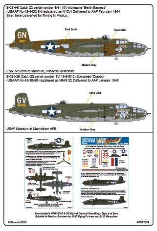 Kits-World KW172099 1:72 Catch 22 North-American B-25J Mitchells