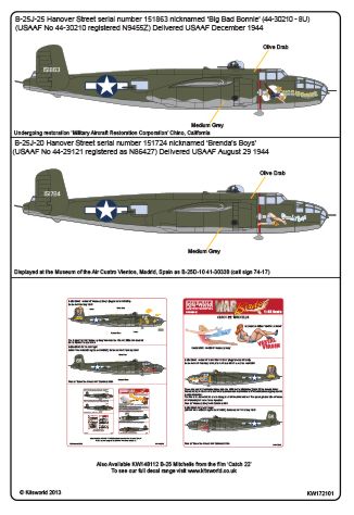 Kits-World KW172101 1:72 Hannover Street North-American B-25J Mitchells