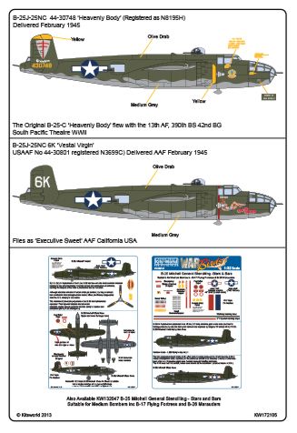 Kits-World KW172105 1:72 Catch 22 North-American B-25J Mitchells