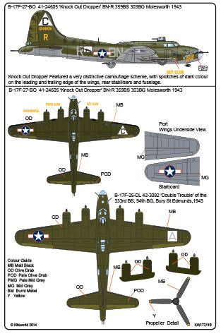 Kits-World KW172118 1:72 Boeing B-17F Flying Fortress