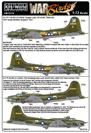 Kits-World KW172119 1:72 Boeing B-17F Flying Fortress