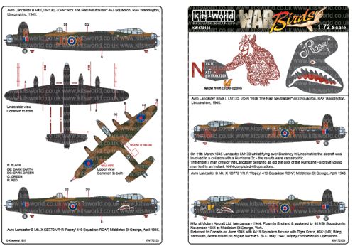 Kits-World KW172123 1:72 Avro Lancaster B.I