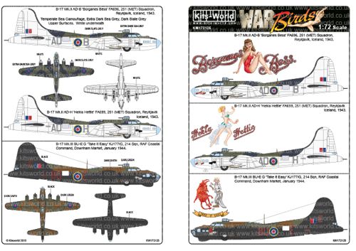 Kits-World KW172125 1:72 Boeing B-17 Mk.II/III