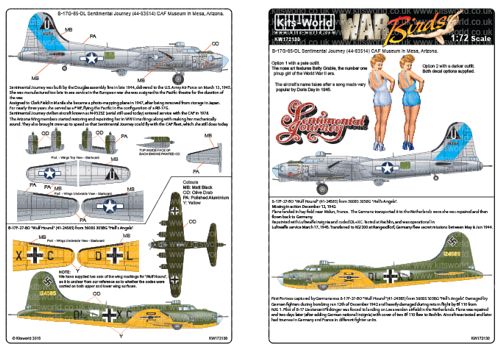 Kits-World KW172130 1:72 Boeing B-17F/G Sentimental Journey - Wulf Hound