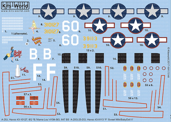 Kits-World KW172148 1:72 Douglas A-20J Havoc