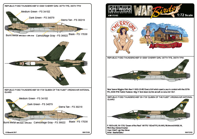 Kits-World KW172152 1:72 Republic F-105D 'Cherry Girl' - 'Queen of the Fleet'