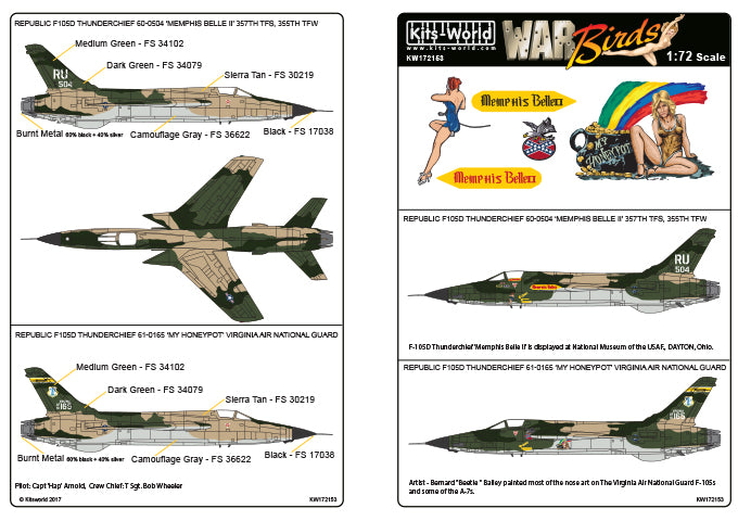 Kits-World KW172153 1:72 Republic F-105D Thunderchiefs 'Mig Killers'