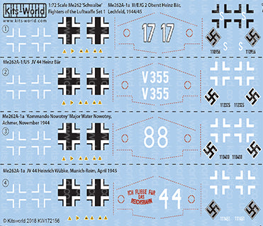 Kits-World KW172156 1:72 Messerschmitt Me-262A-1a III/EJG 2 Oberst Heinz Bar, Lechfeld, 1944/45