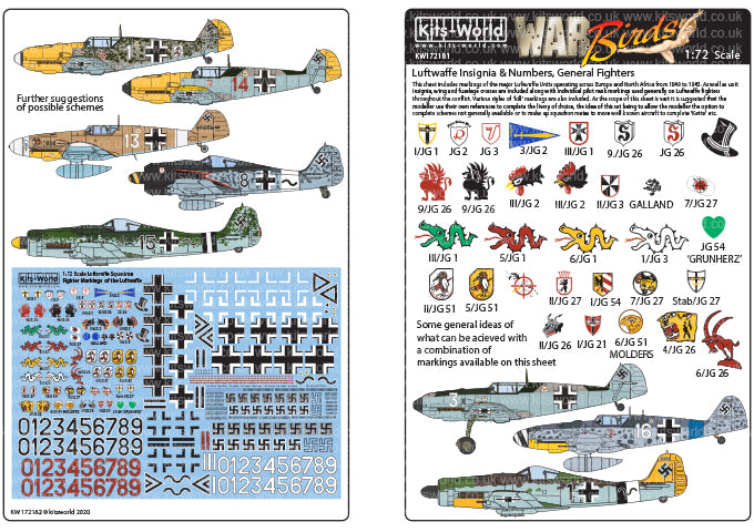 Kits-World KW172181 1:72 Luftwaffe Squadron Fighter Markings of the Luftwaffe