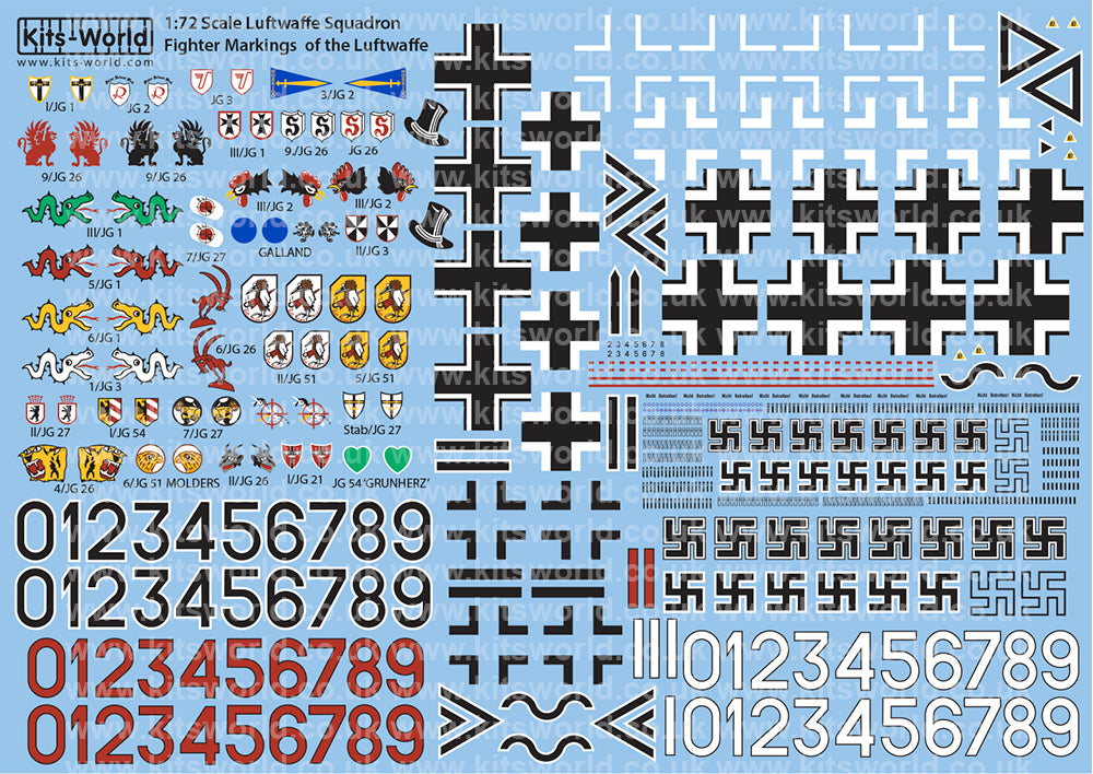 Kits-World KW172181 1:72 Luftwaffe Squadron Fighter Markings of the Luftwaffe