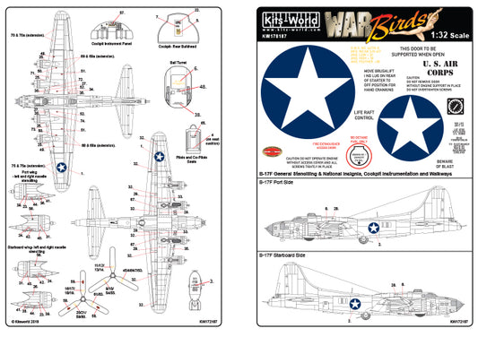 Kits-World KW172187 1:72 Boeing B-17F Flying Fortress Comprehensive General Stencilling