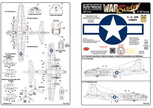 Kits-World KW172188 1:72 Boeing B-17F/G Flying Fortress Comprehensive General Stencilling