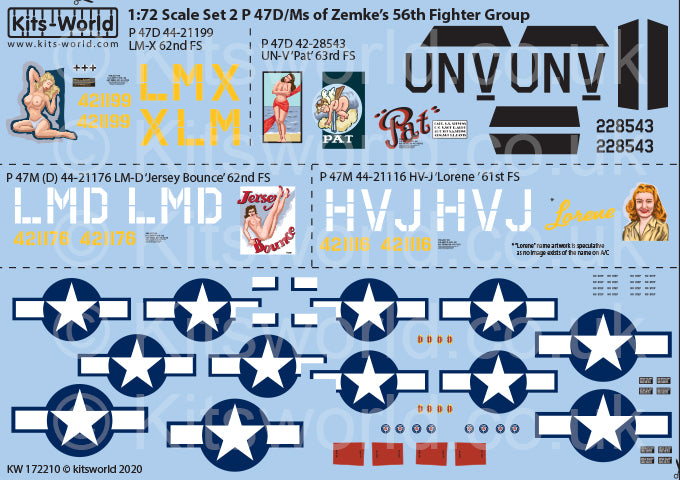 Kits-World KW172210 1:72 Republic P-47D/M Thunderbolts of Hub Zemkeâs 56th Fighter Group