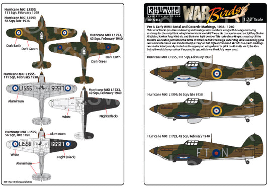 Kits-World KW172213 1:72 Pre & Early WWII Serial and Cocarde Markings 1938-1940