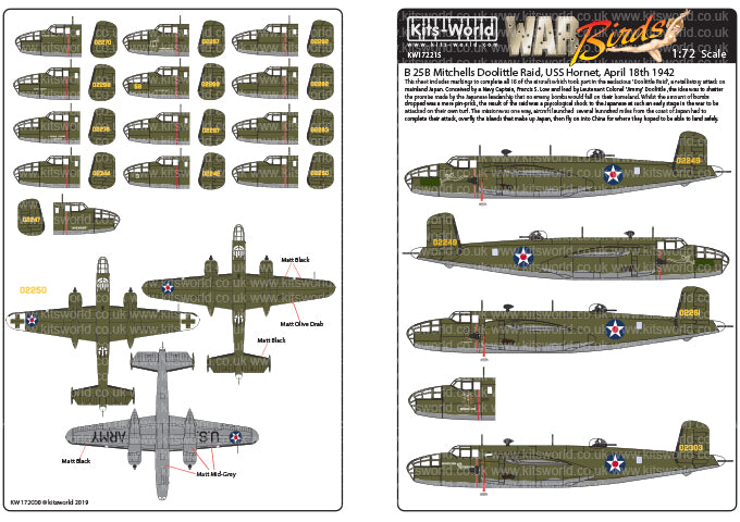 Kits-World KW172215 1:72 North-American B-25B Mitchells 'Doolittle Raid'