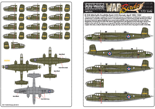 Kits-World KW172215 1:72 North-American B-25B Mitchells 'Doolittle Raid'