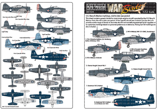 Kits-World KW172218 1:72 U.S. Navy & Marine Markings Mid to Late War