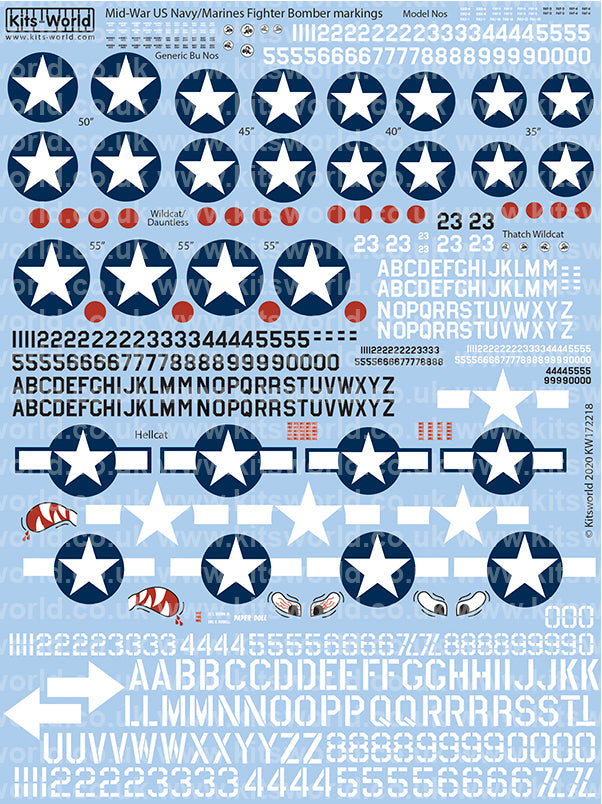 Kits-World KW172218 1:72 U.S. Navy & Marine Markings Mid to Late War