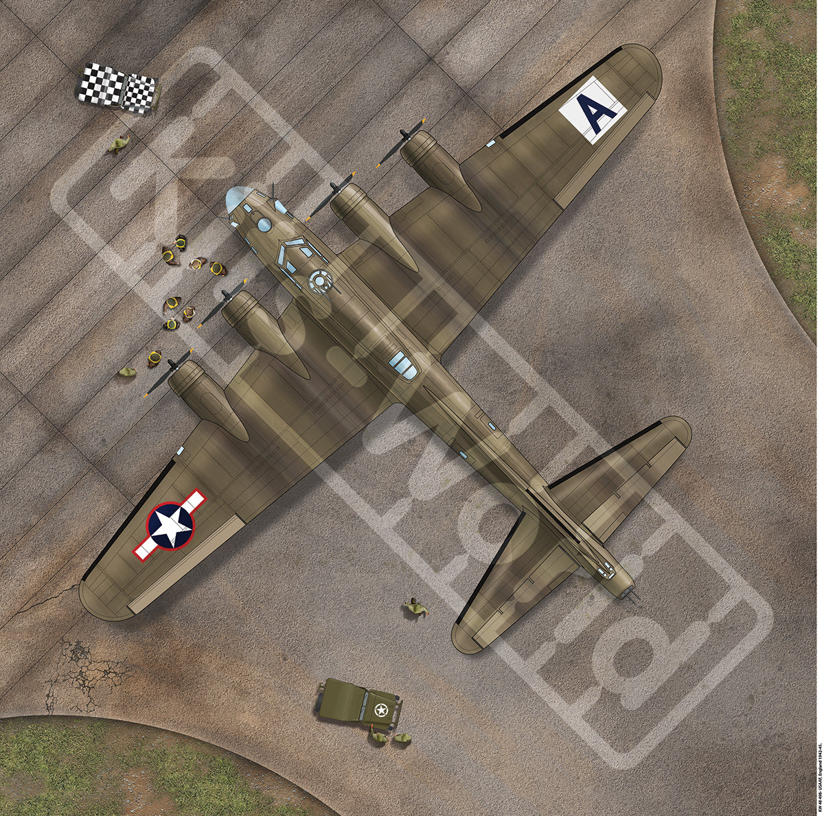 Kits-World B144-498 1:144 Eighth Air Force, England 1942-45. 225mm(W) x 225mm(H)
