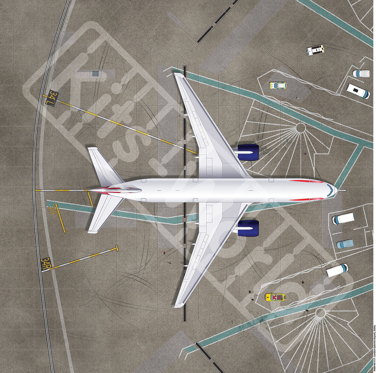 Kits-World B144-517 1:144 London Gatwick Airport Size 675mm x 675mm