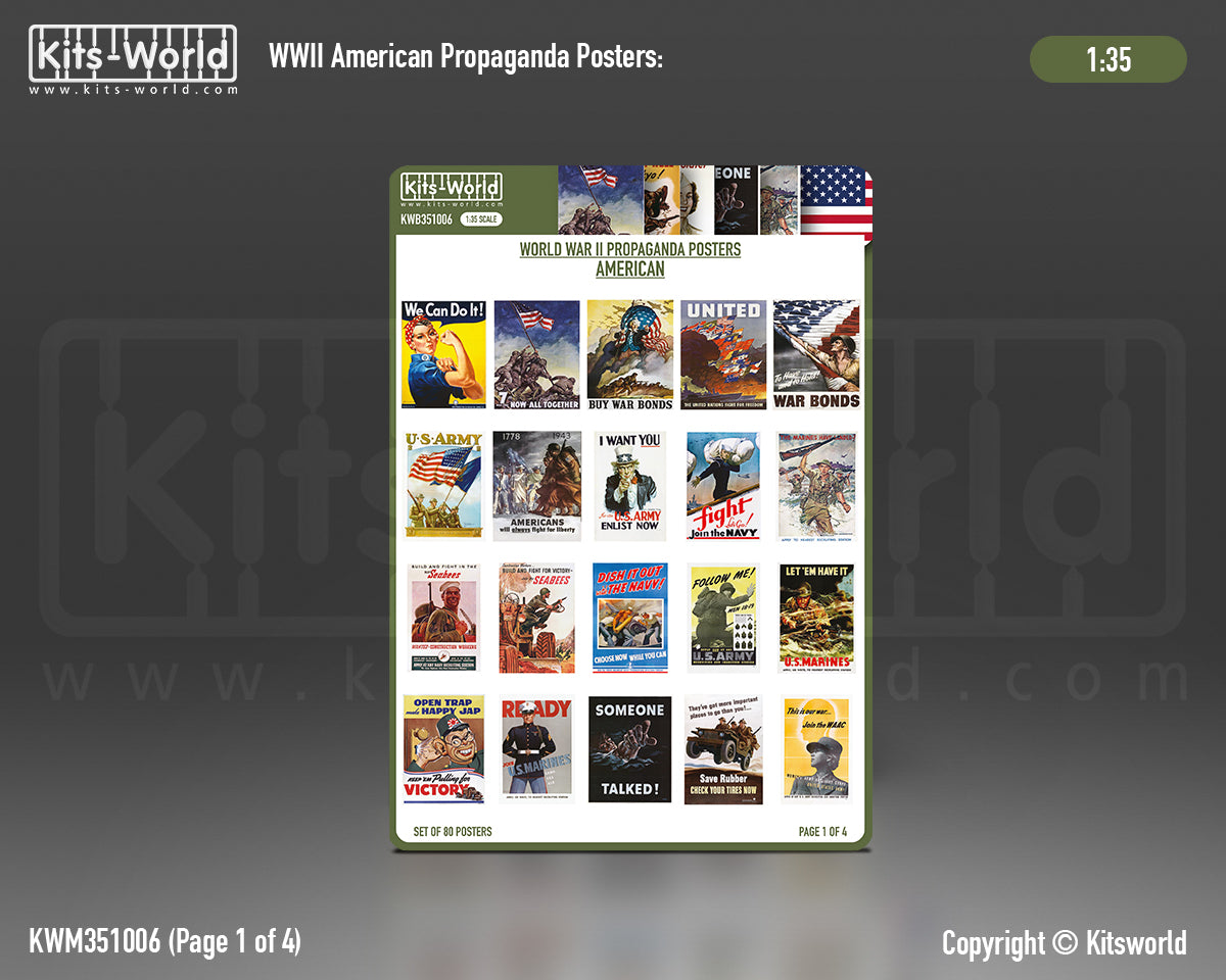 Kits-World B351006 1:35 WWII Propaganda Posters US/Allied (80 posters).