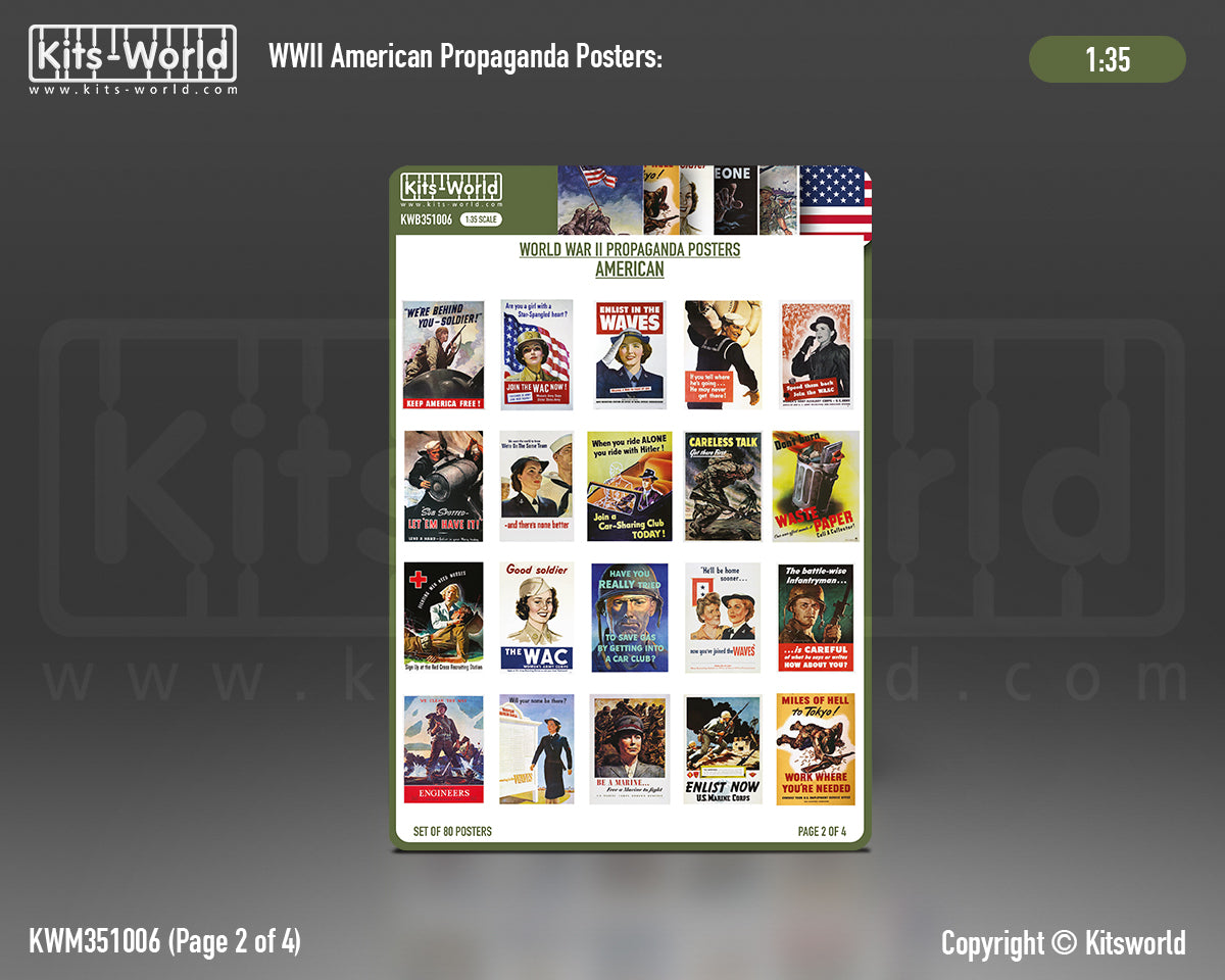Kits-World B351006 1:35 WWII Propaganda Posters US/Allied (80 posters).