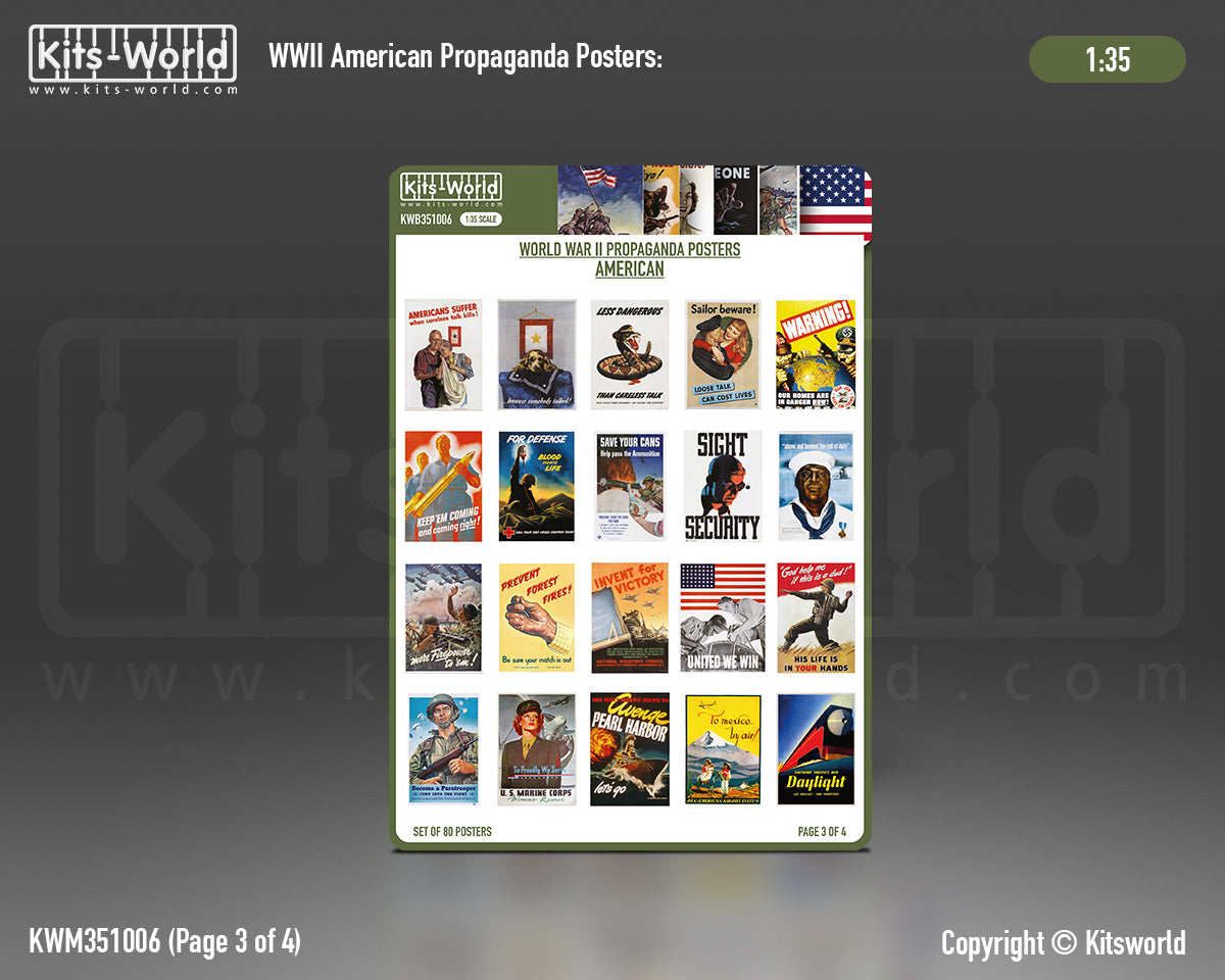 Kits-World B351006 1:35 WWII Propaganda Posters US/Allied (80 posters).