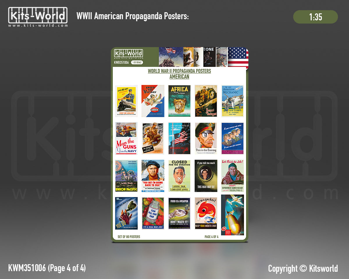 Kits-World B351006 1:35 WWII Propaganda Posters US/Allied (80 posters).