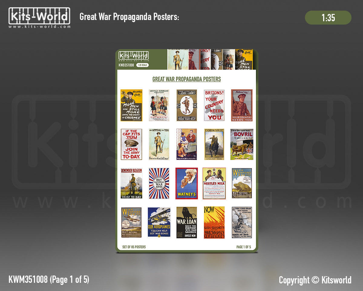 Kits-World B351008 1:35 WWI Propaganda Posters Great War WWI (85 posters)