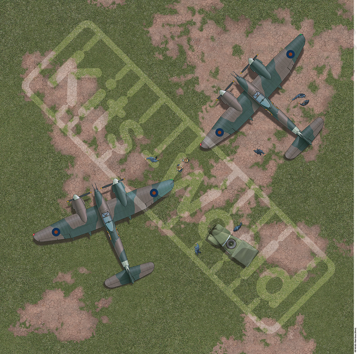 Kits-World B48-493 1:48 Plain Grass (Worn). 675mm(W) x 675mm(H)