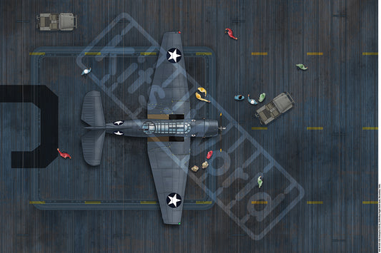 Kits-World B48-503 1:48 USS Enterprise (CV-6), 250N Blue Flight Deck Stain, November 1943. 1013mm(W) x 675mm(H)