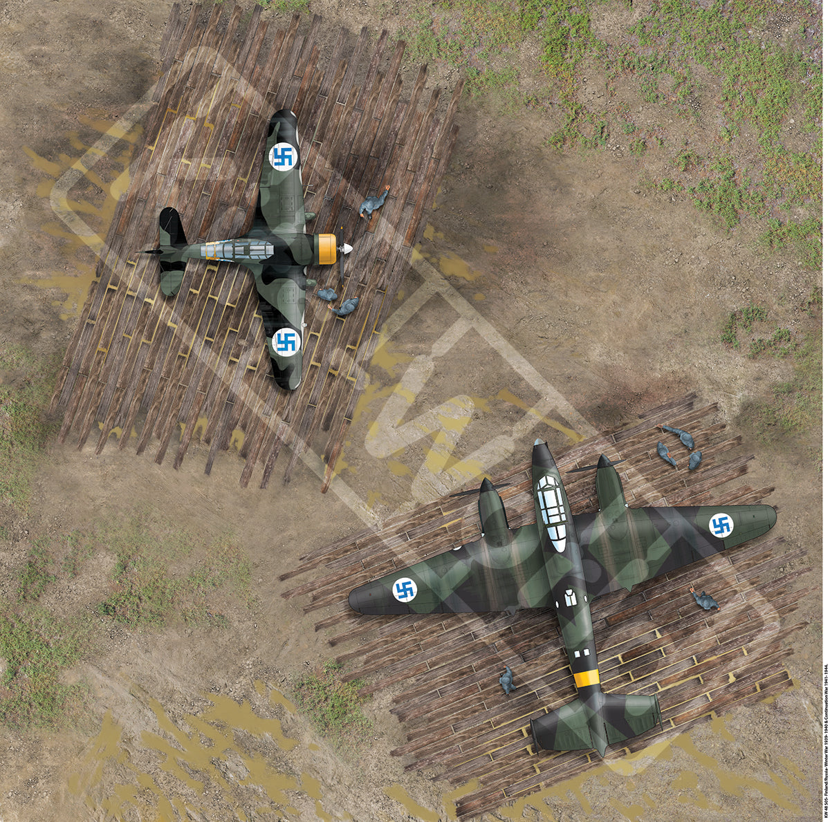 Kits-World B48-505 1:48 Wood planked revetments, Finland/Russia: Winter War/Eastern Front/Continuation War, 1940-1944. 1013mm(W) x 675mm(H)