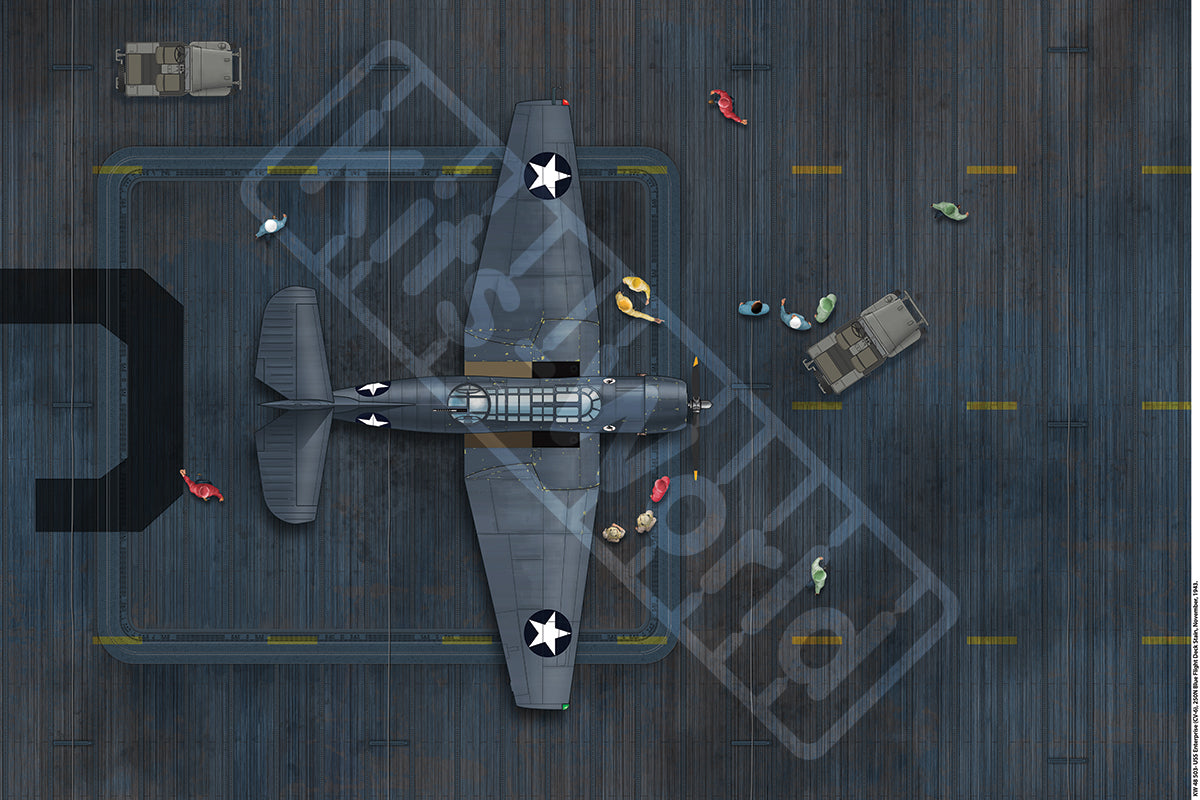 Kits-World B72-503 1:72 USS Enterprise (CV-6), 250N Blue Flight Deck Stain, November 1943. 675mm(W) x 450mm(H)