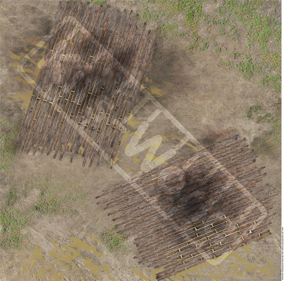 Kits-World B72-505 1:72 Wood planked revetments, Finland/Russia: Winter War/Eastern Front/Continuation War, 1940-1944. 675mm(W) x 450mm(H)