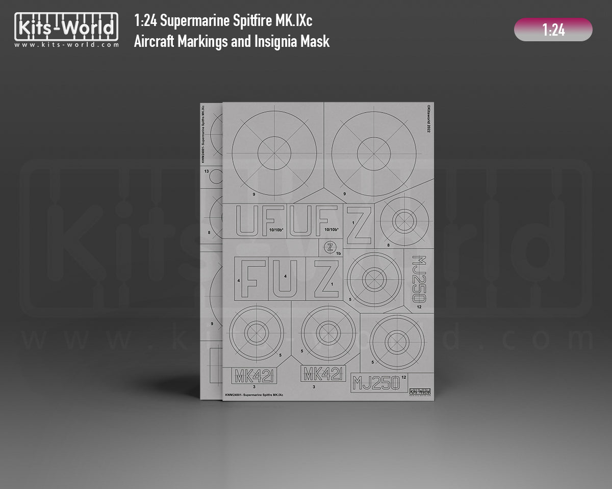 Kits-World M124001 1:24 Supermarine Spitfire Mk.IXc Aircraft Markings & Insignia Mask