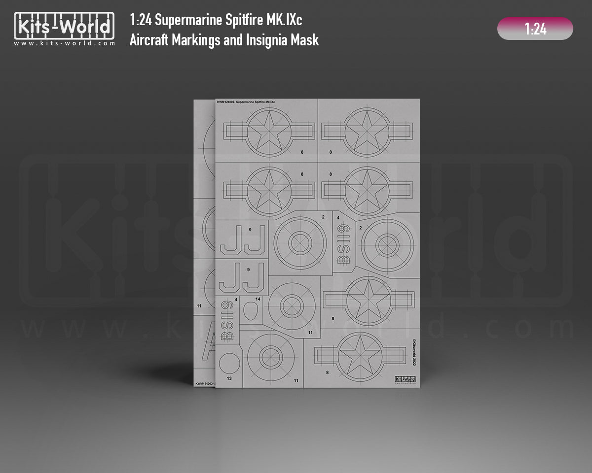 Kits-World M124002 1:24 Supermarine Spitfire Mk.IXc Aircraft Markings & Insignia Mask