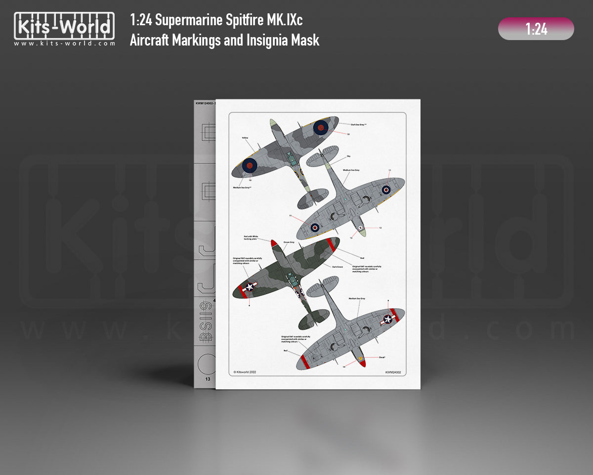 Kits-World M124002 1:24 Supermarine Spitfire Mk.IXc Aircraft Markings & Insignia Mask